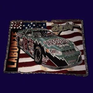 Nascar #18 Terry Labonte Vintage Woven Tapestry Throw Blanket with Fringe
